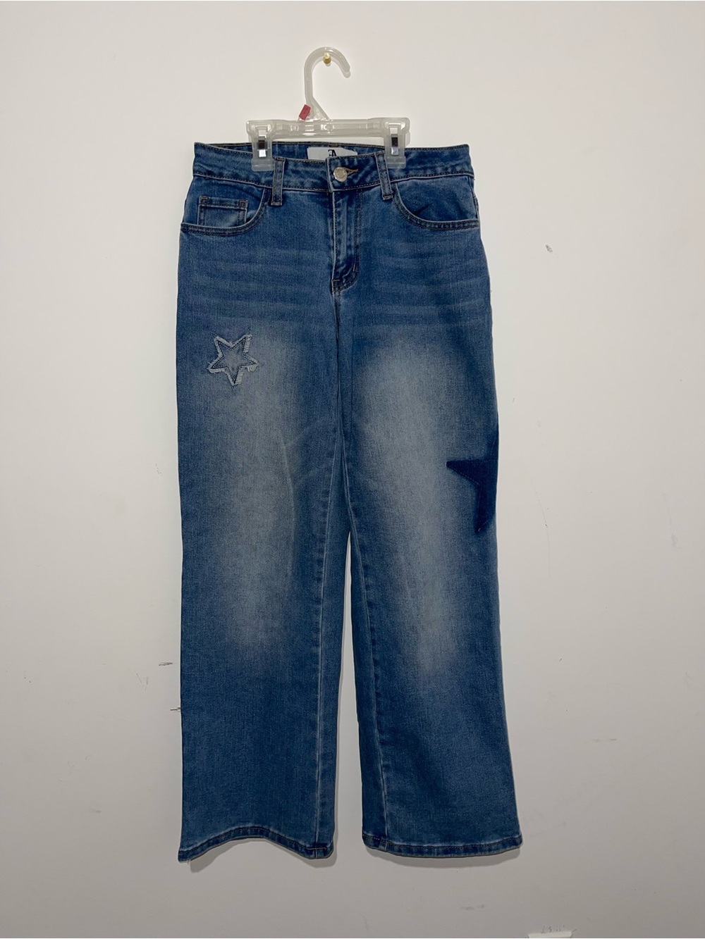 Women’s Blue Straight-Leg Jeans with Star Accent